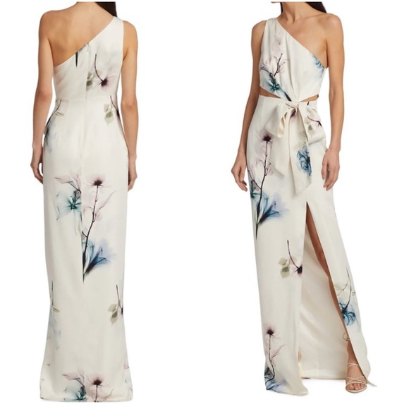 Monique Lhuillier Dresses & Skirts - NWT ML Monique Lhuillier Floral One-Shoulder Maxi Dress in Ivory Floral Size 8